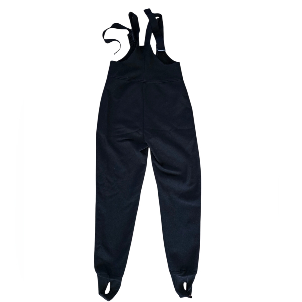 Salo Black Bib Overalls Snow Ski Pants With Stirrup Feet Size 10 Wool Blend - Picture 2 of 7